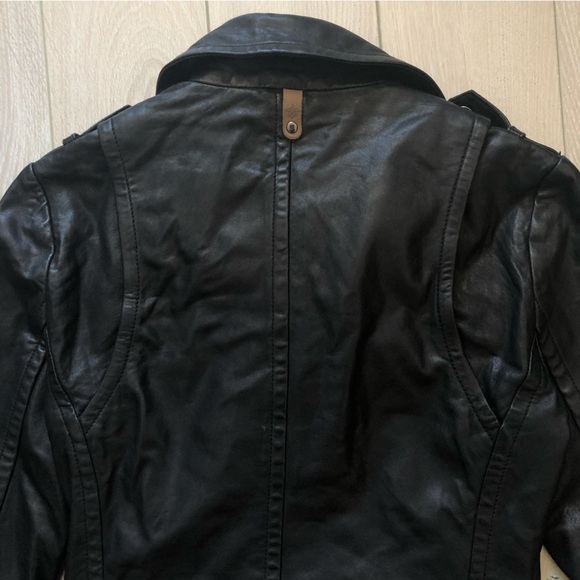 Mackage Exclusively for Aritzia Black Genuine Leather Biker Jacket - Picture 8 of 16